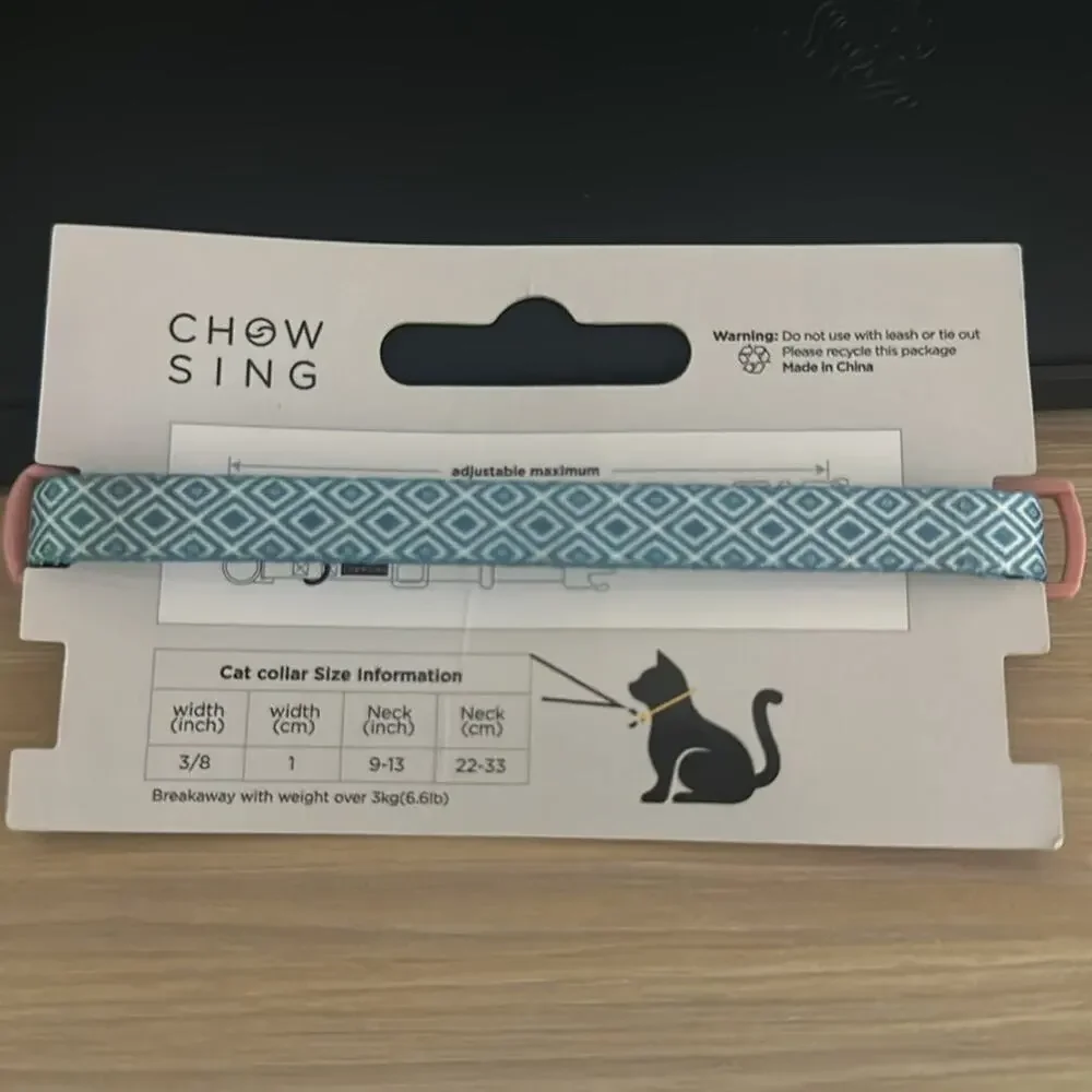 Cat collar blue and pink with bell new with tags